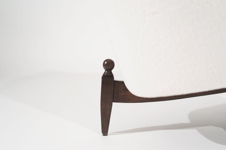 Set of Transitional Tripod Lounge Chairs in Wool, circa 1950s