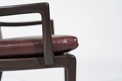 Set of Lounge Chairs by Ole Wanscher in Sangria Leather, Denmark, C. 1960s