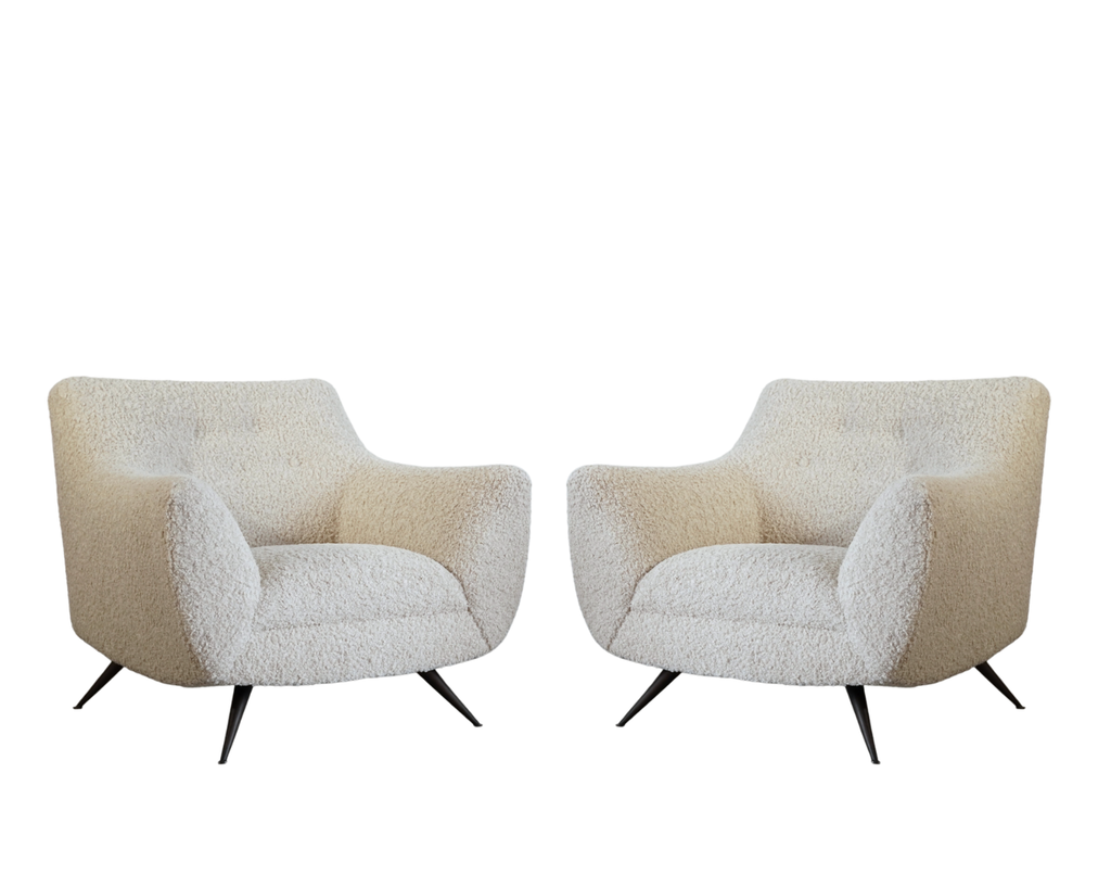 Lounge Chairs by Henry Glass in Oatmeal Bouclé, C. 1950s