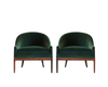 T.H. Robsjohn-Gibbings Style Lounge Chairs in Emerald Velvet, C. 1950s