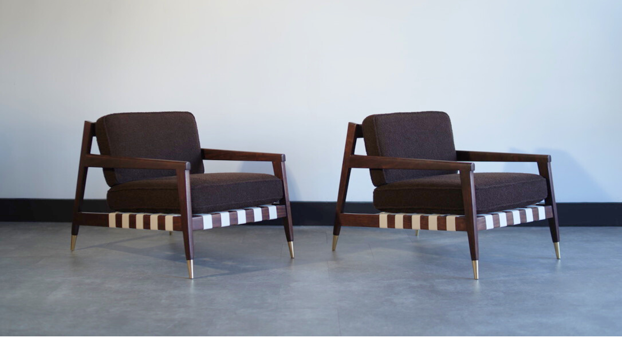 Walnut Lounge Chairs by Edmond J. Spence, C. 1950s