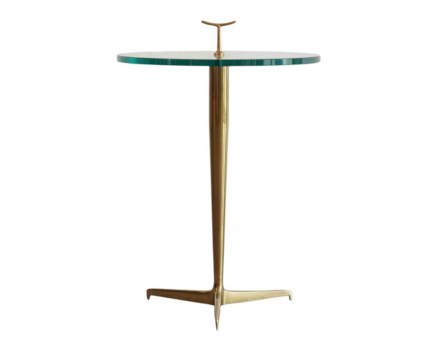 Italian Brass & Glass Side Table in the Style of Gio Ponti