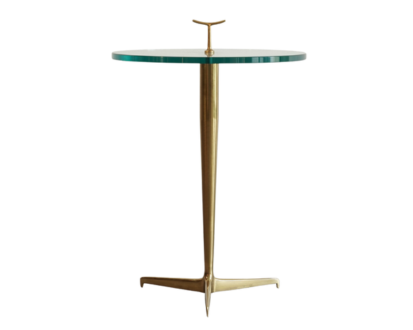 Italian Brass & Glass Side Table in the Style of Gio Ponti