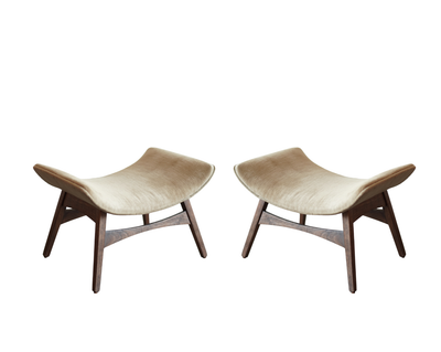 Curved Walnut Stools by Mel Abitz, C. 1960s