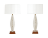 Pair of Murano Glass Table Lamps on Walnut Bases, Italy, 1960s