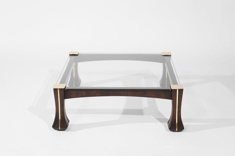 Luciano Frigerio Mahogany and Brass "Ussaro" Coffee Table, C. 1970s