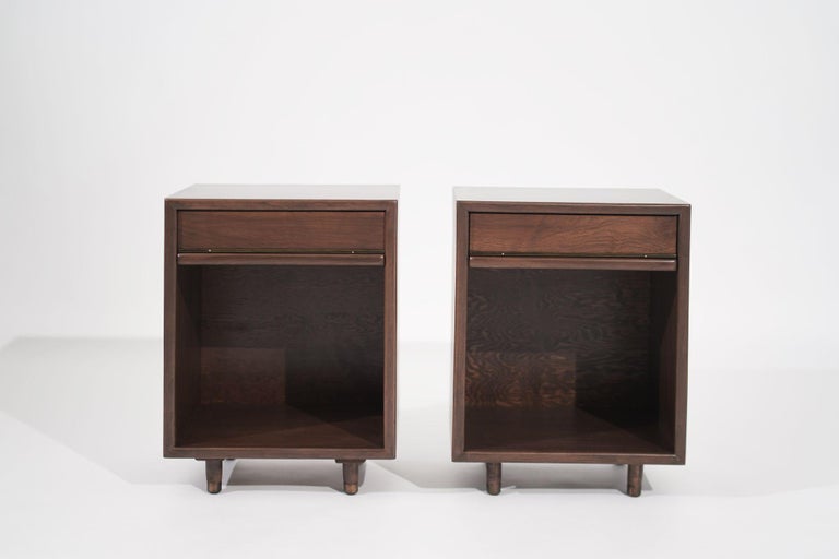 Set of Minimalist Walnut End Tables, C. 1950s