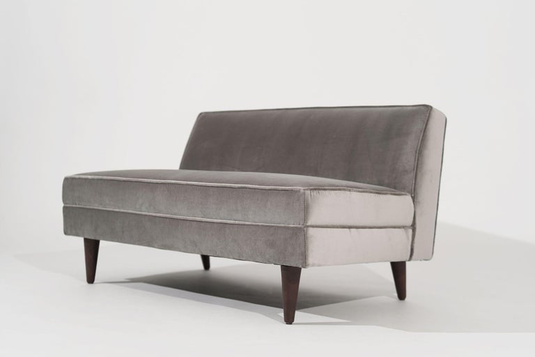 Edward Wormley for Dunbar Loveseat in Grey Velvet, circa 1950s
