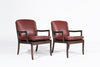 Set of Lounge Chairs by Ole Wanscher in Sangria Leather, Denmark, C. 1960s