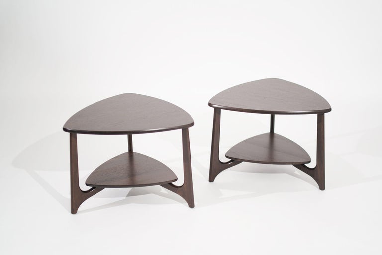 Refined Set of Sculpted Walnut End Tables, C. 1950s