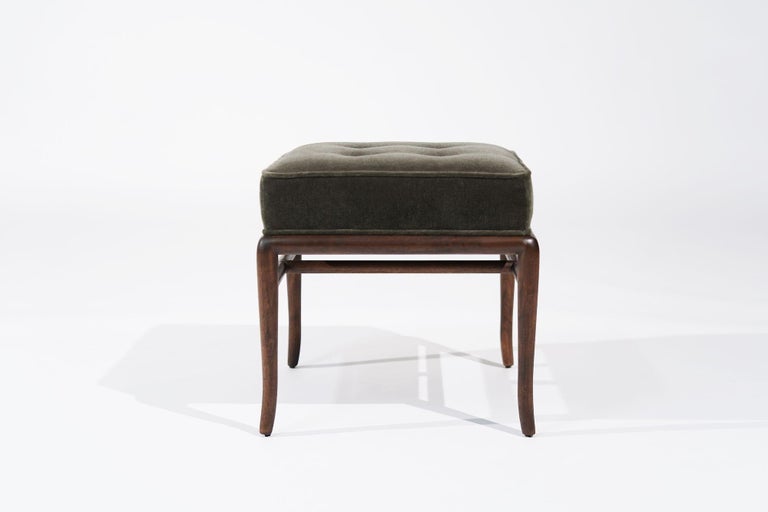 Sabre Leg Walnut Stool by T.H. Robsjohn-Gibbings, C. 1950s