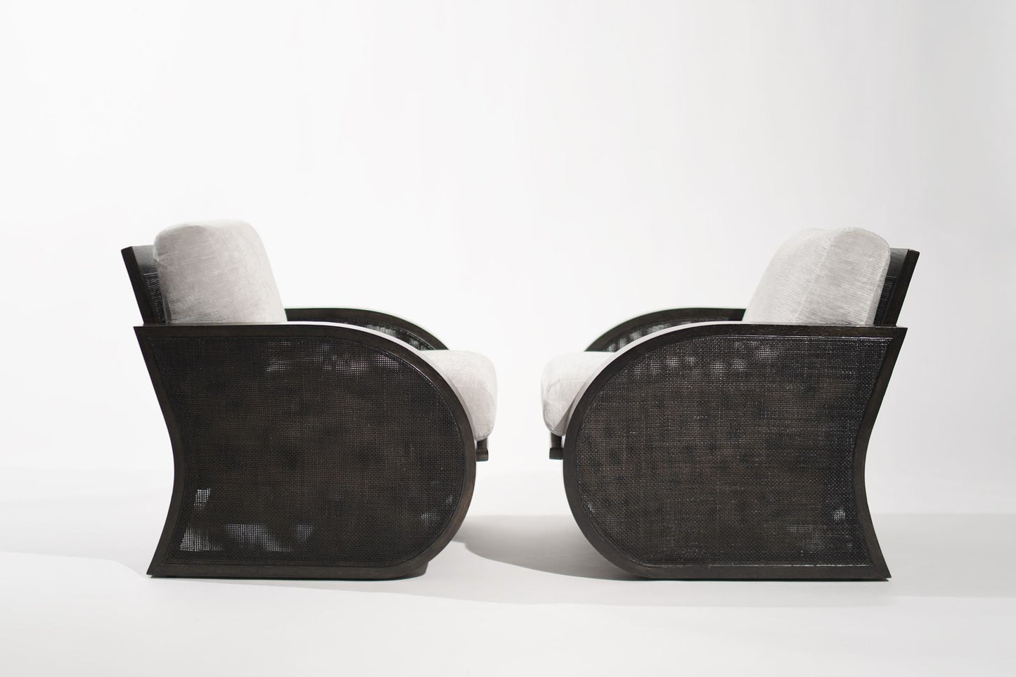 Ebonized Oak & Caning Vintage Lounge Chairs, 1970s