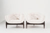 Set of Transitional Tripod Lounge Chairs in Wool, circa 1950s
