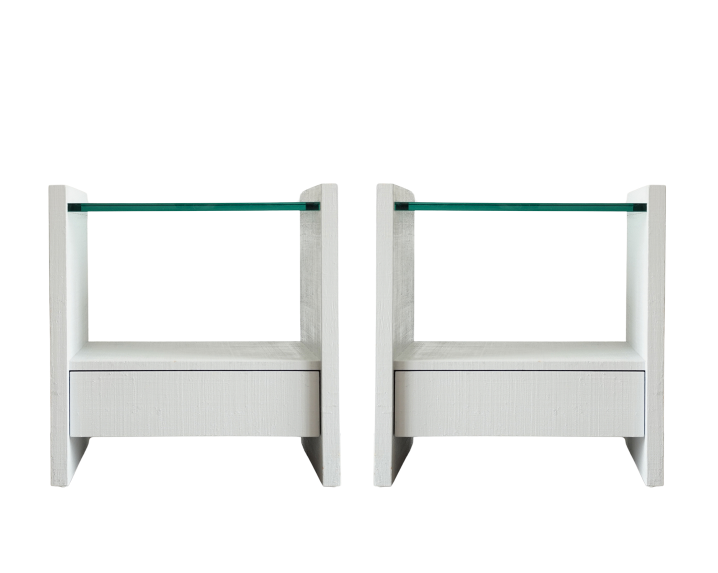Pair of Karl Springer Lacquered Linen Nightstands, circa 1980s