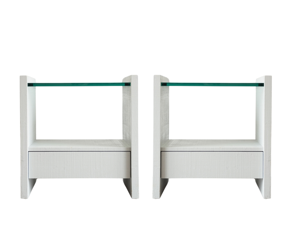 Pair of Karl Springer Lacquered Linen Nightstands, circa 1980s