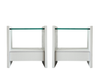 Pair of Karl Springer Lacquered Linen Nightstands, circa 1980s