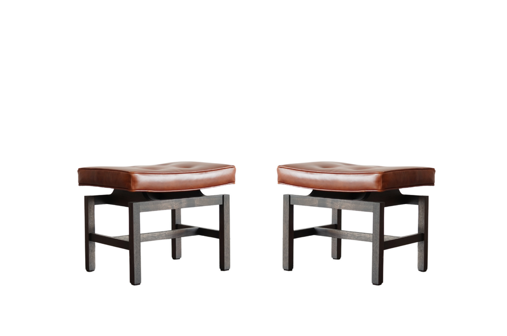 Set of Stools by Jens Risom in Cognac Leather, C. 1950s