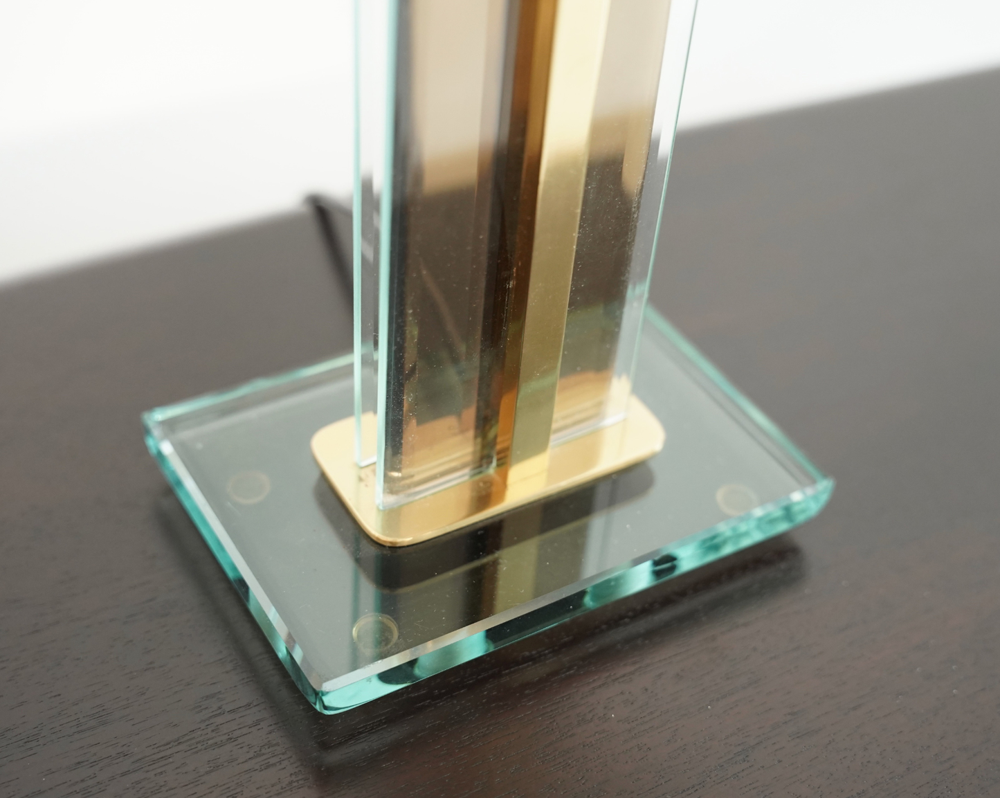 Fontana Arte Glass & Brass Table Lamp, Italy, C. 1960s