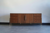 Walnut and Brass Credenza by Kent Coffey, C. 1950s