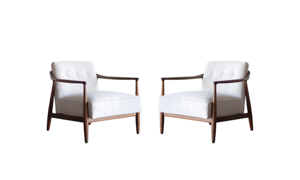 Set of Walnut Lounge Chairs by Erwin Lambeth, C. 1950s