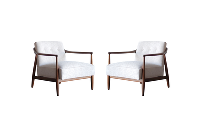 Set of Walnut Lounge Chairs by Erwin Lambeth, C. 1950s