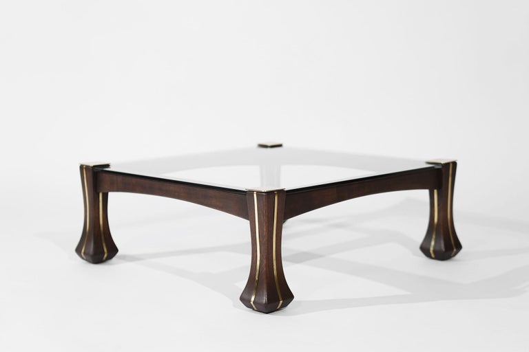 Luciano Frigerio Mahogany and Brass "Ussaro" Coffee Table, C. 1970s