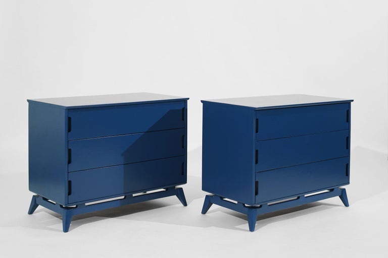Royal Blue MCM Chests of Drawers, C. 1950s