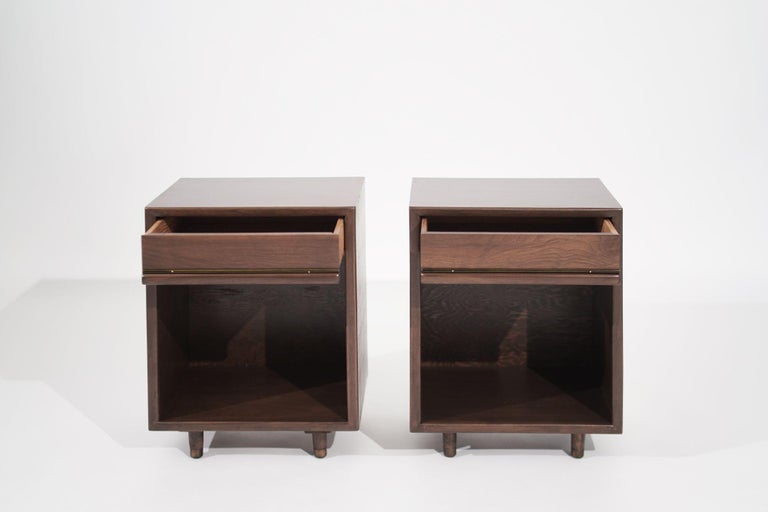 Set of Minimalist Walnut End Tables, C. 1950s