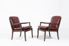Set of Lounge Chairs by Ole Wanscher in Sangria Leather, Denmark, C. 1960s