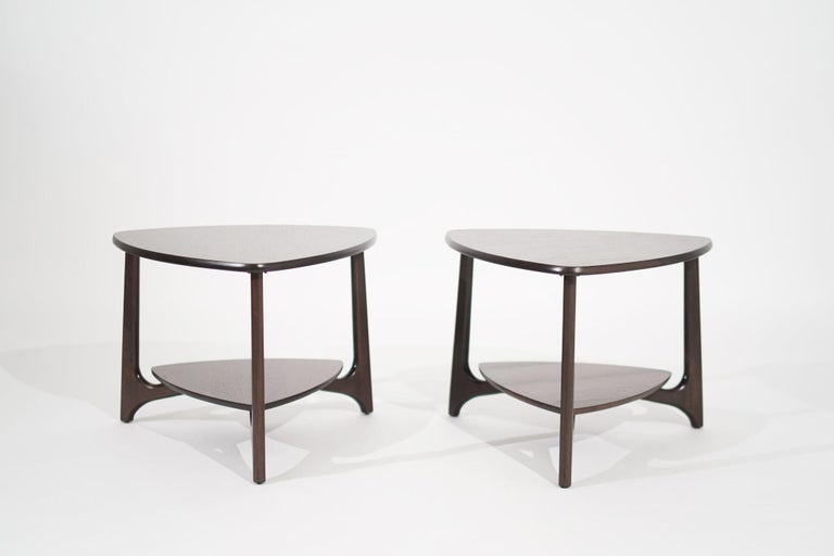 Refined Set of Sculpted Walnut End Tables, C. 1950s