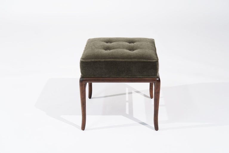 Sabre Leg Walnut Stool by T.H. Robsjohn-Gibbings, C. 1950s