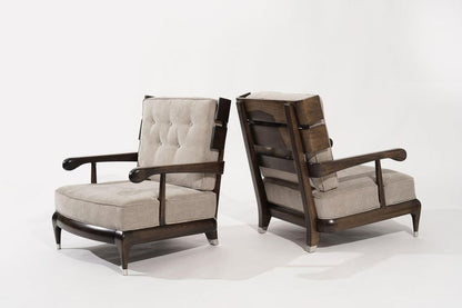 Rare Slat-Back Walnut Lounge Chairs by Widdicomb, Circa 1950s