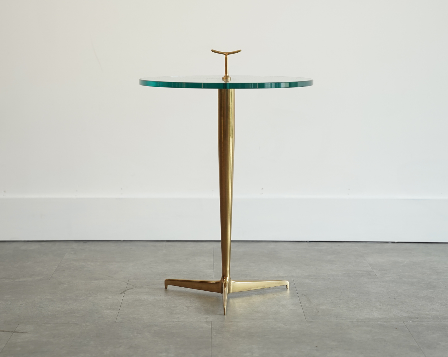 Italian Brass & Glass Side Table in the Style of Gio Ponti