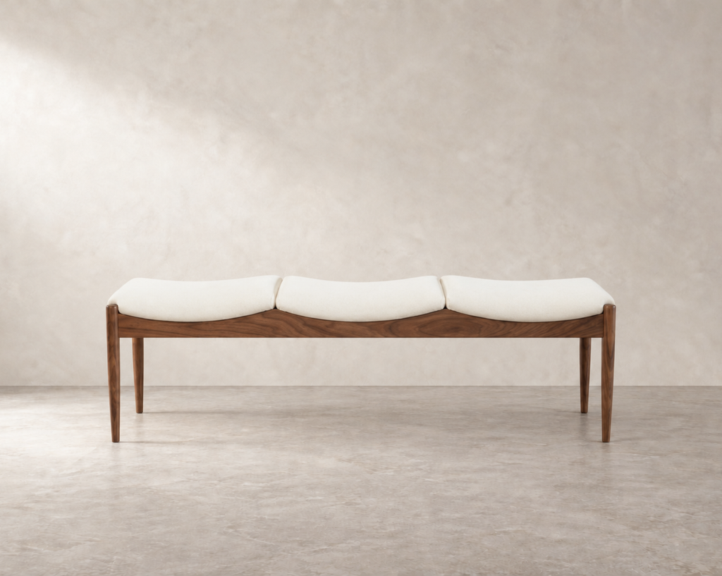 Wave III Bench — Natural Walnut Floor Sample | Ready to Ship