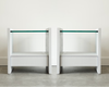 Pair of Karl Springer Lacquered Linen Nightstands, circa 1980s
