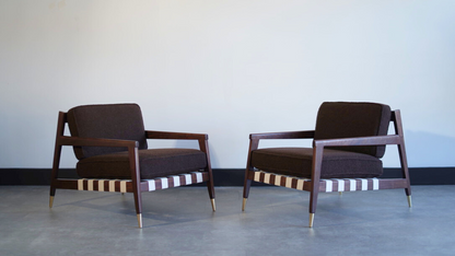 Walnut Lounge Chairs by Edmond J. Spence, C. 1950s