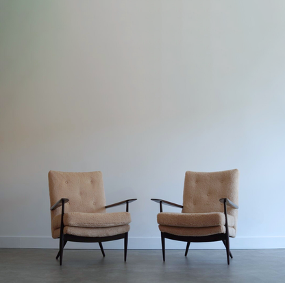 Sculptural Lounge Chairs in Teddy Wool, C. 1970s