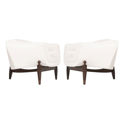 Set of Transitional Tripod Lounge Chairs in Wool, circa 1950s