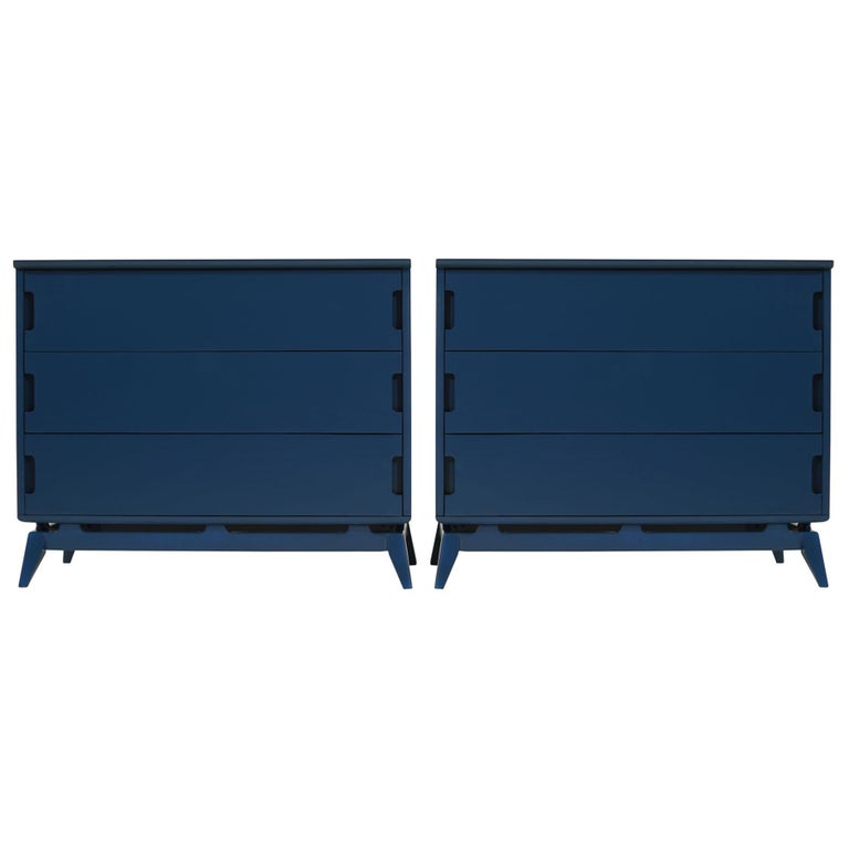 Royal Blue MCM Chests of Drawers, C. 1950s