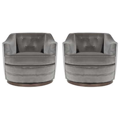 Edward Wormley for Dunbar Swivel Chairs in Grey Alpaca Velvet, C. 1950s