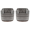 Edward Wormley for Dunbar Swivel Chairs in Grey Alpaca Velvet, C. 1950s