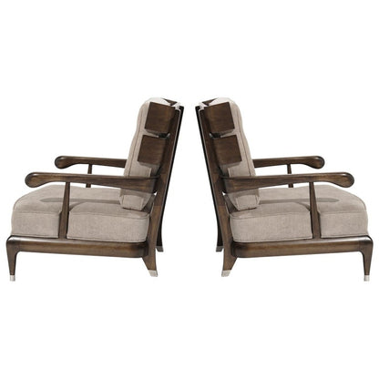 Rare Slat-Back Walnut Lounge Chairs by Widdicomb, Circa 1950s