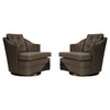 Set of Swivel Lounge Chairs in Olive Green Silk, C. 1950s