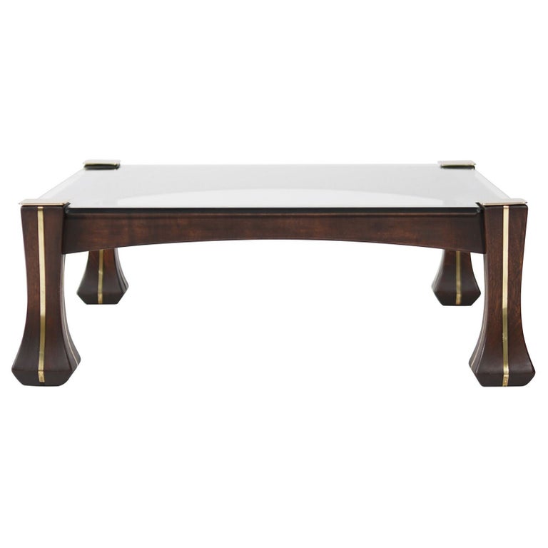 Luciano Frigerio Mahogany and Brass "Ussaro" Coffee Table, C. 1970s