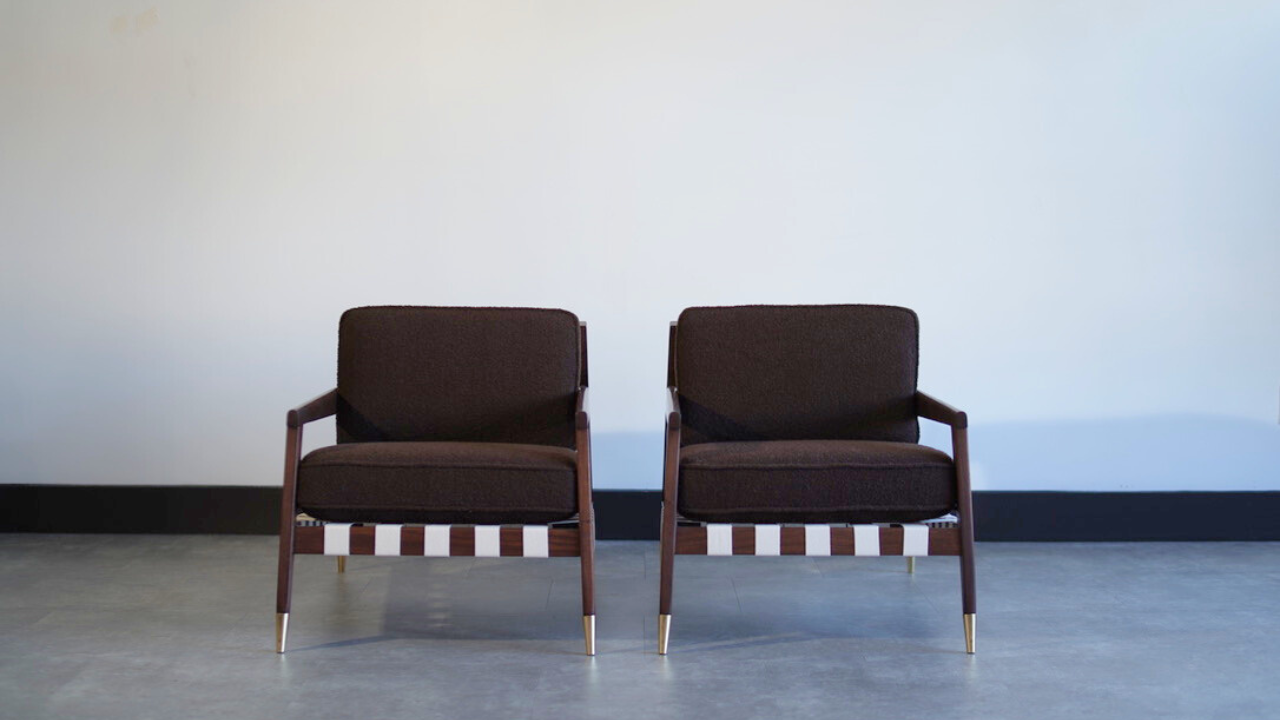 Walnut Lounge Chairs by Edmond J. Spence, C. 1950s