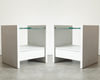 Pair of Karl Springer Lacquered Linen Nightstands, circa 1980s