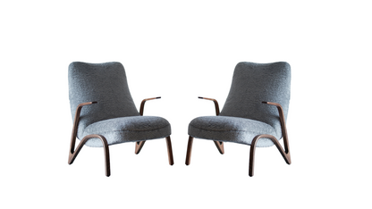 Set of Oak Lounge Chairs by Paul Bode in Mohair, C. 1960s