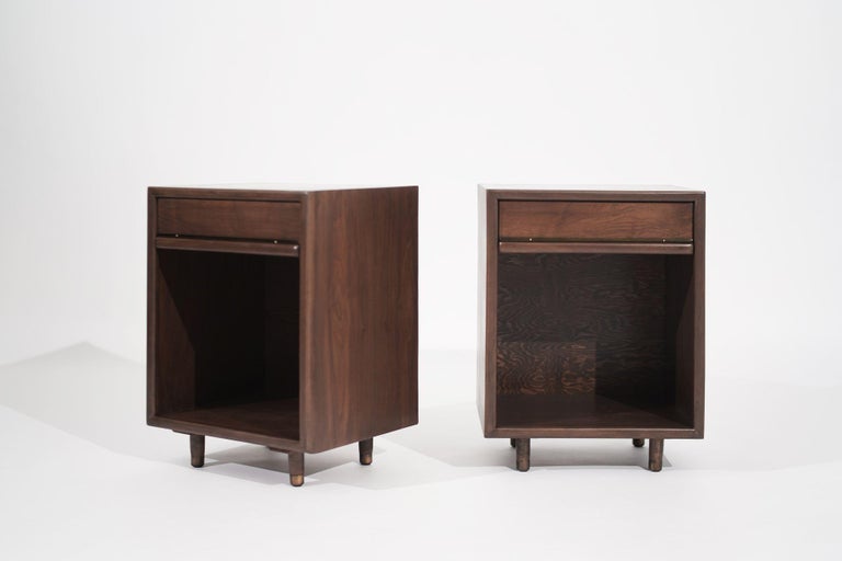 Set of Minimalist Walnut End Tables, C. 1950s