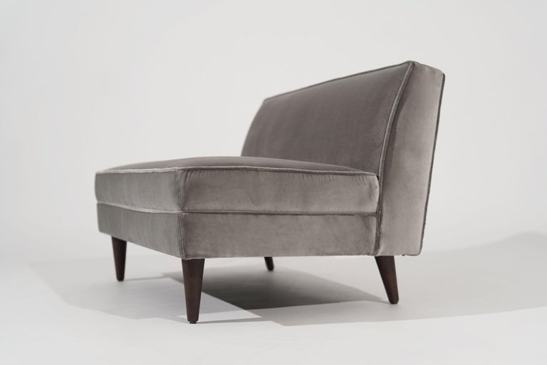 Edward Wormley for Dunbar Loveseat in Grey Velvet, circa 1950s