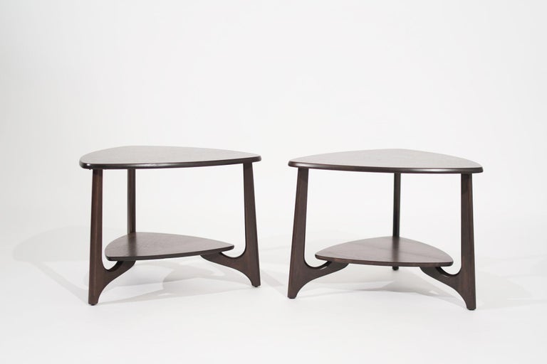 Refined Set of Sculpted Walnut End Tables, C. 1950s